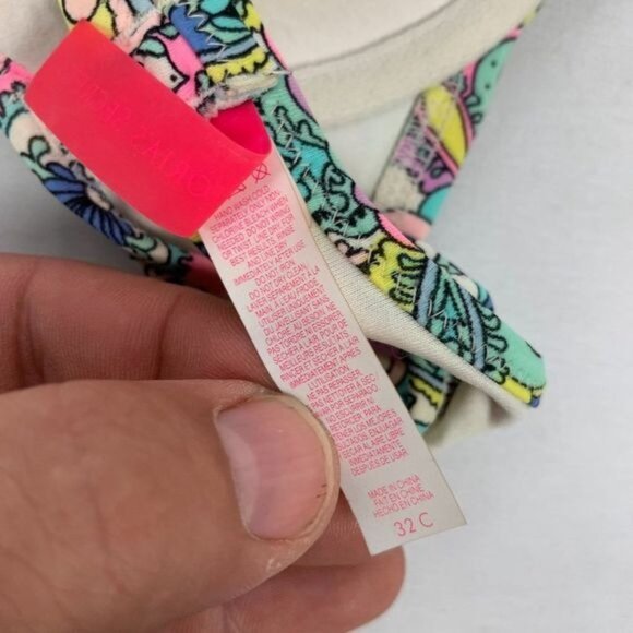 Victorias Secret 32C Multicolor Paisley Halter Bikini Top Nylon Blend - Picture 5 of 6